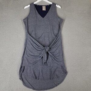 Dolan Dress Women's Medium Blue Striped Faux Wrap Stretch Casual Summer Beach